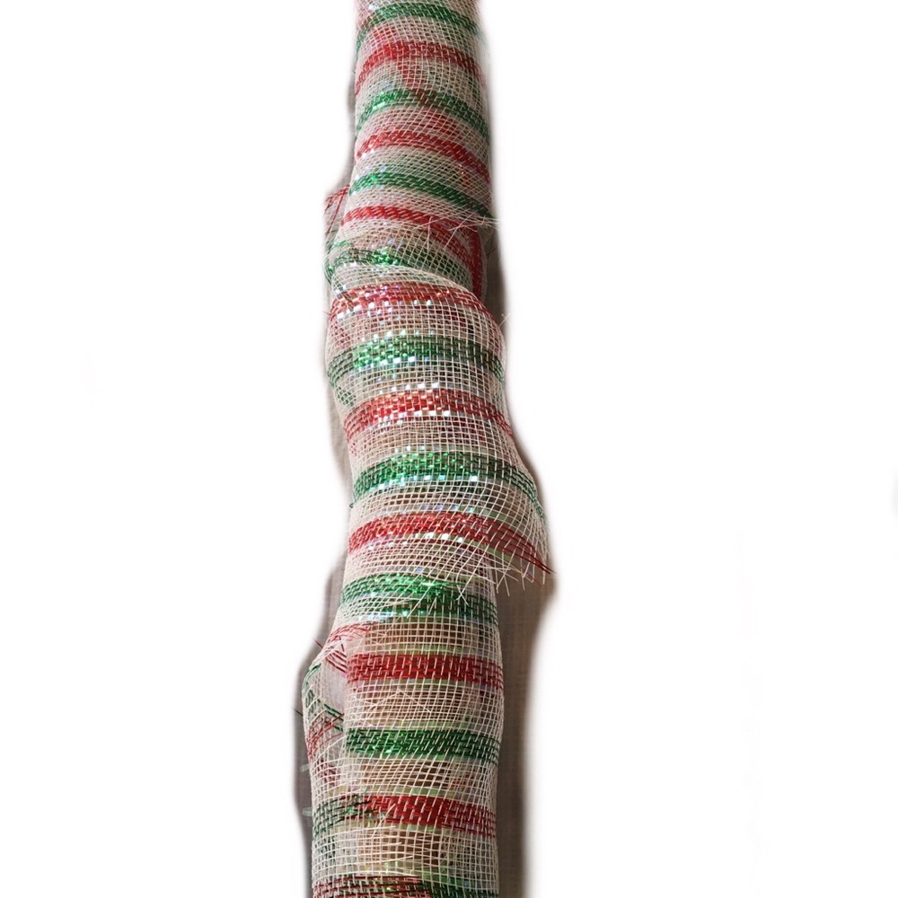 Festive Striped Burlap Ribbon